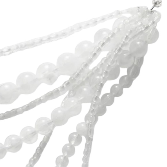 NWT & Other Stories Large Texture Cascade Glass Bead Statement Earrings - White - Picture 2 of 7